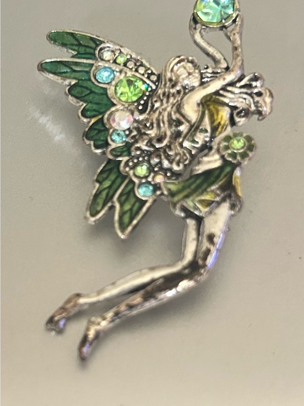 Vintage Green Fairy Crystal Brooch - Women Jewelry